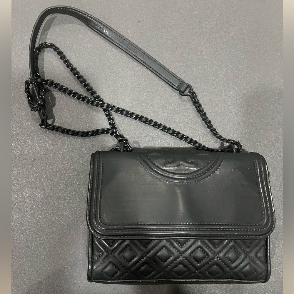 Tory Burch Black Matte Fleming Convertible Bag